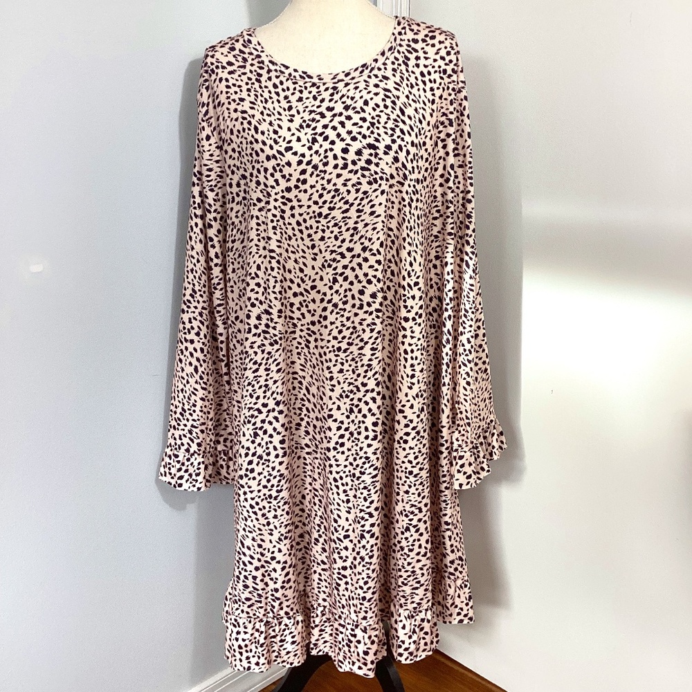 NWOT WOMAN PLUS 2XL ANIMAL PRINT JERSEY KNIT MINI A-LINE DRESS TUNIC STRETCHY